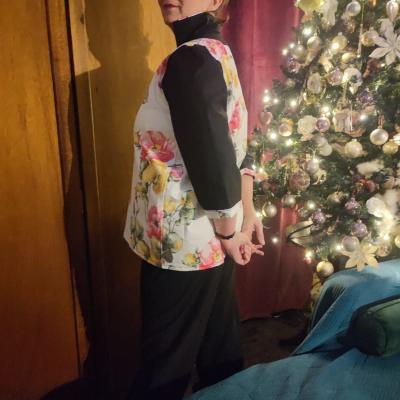 Ensemble fleurs pantalon soiree d elegance chintz anglais jersey de coton et sequins collection ell egance fifi au jardin i1
