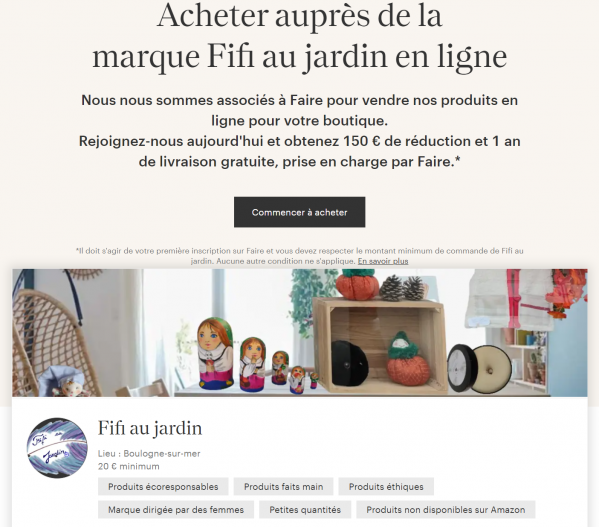 Acheter aupres de la marque fifi au jardin sur faire boutique en ligne visuel0