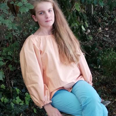 Tunique reversible jeune fille en fleur premiere saumon 12 14 ans fifi au jardin